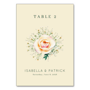 Numéro De Table Couronne florale à l'aquarelle crème sereine