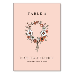 Numéro De Table Couronne florale de fleurs de pêcher joyeuses