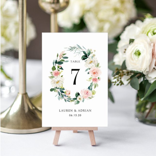 Numéro De Table Couronne florale de mariage de printemps rose sur  (Créateur téléchargé)