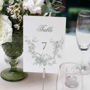 Numéro De Table Couronne florale de sauge romantique avec mariage