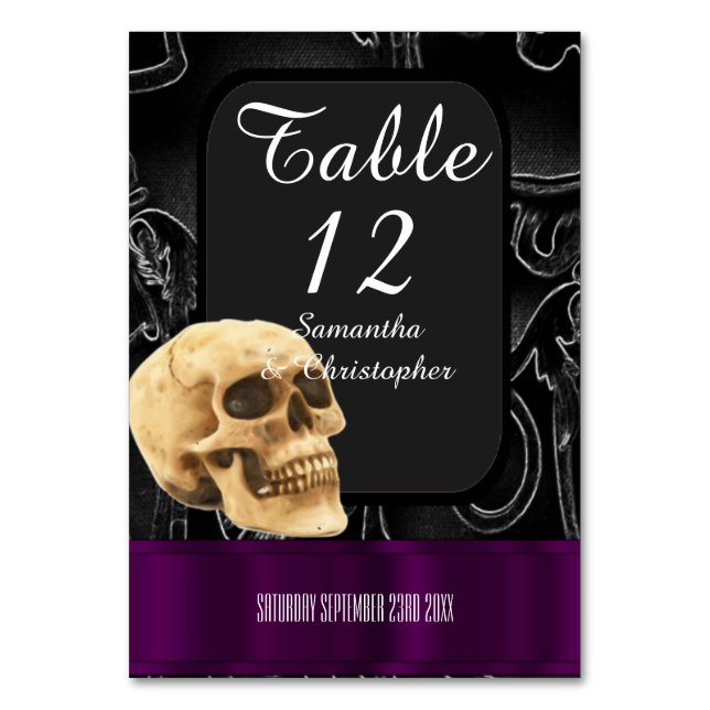 Numéro De Table Crâne d'imaginaire gothique noir et violet (Par défaut)