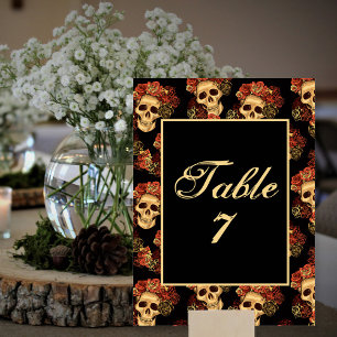 Numéro De Table Crâne gothique Halloween Mariage noir