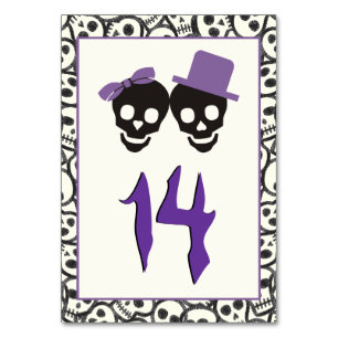 Numéro De Table Crânes amusants Halloween violet mariage numéro de