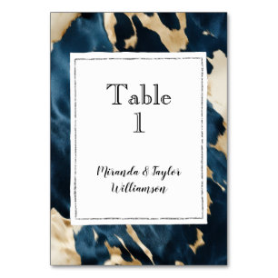 Numéro De Table Crème d'or Bleu Céramique