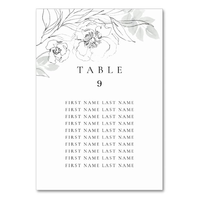 Numéro De Table Croquis botanique floral Numéro de tableau avec no (Par défaut)