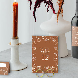 Numéro De Table Croquis Fleur sauvage en terre cuite encadré modif