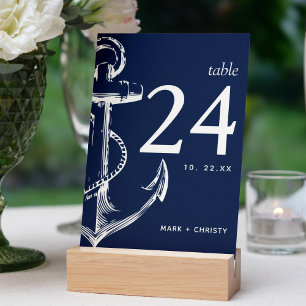 Numéro De Table Croquis nautique moderne Ancre Marine