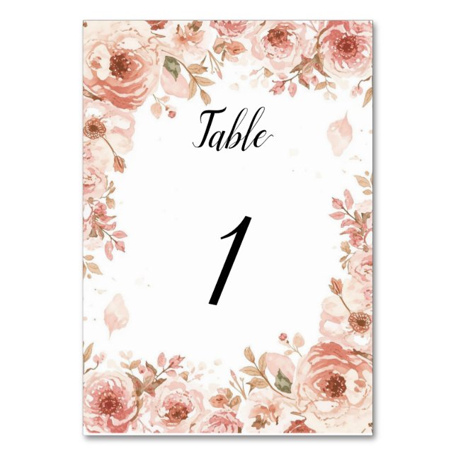 Numéro De Table Customisable Floral Wedding Pink Roses Table Numbe (Par défaut)