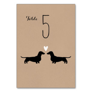 Numéro De Table Dachshund Silhouettes Réception de mariage