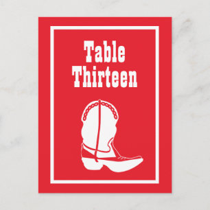 Numéro de table d'amorçage du cowboy (rouge / blan