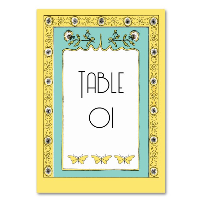 Numéro De Table Dandelions et papillons de printemps Art nouveau (Par défaut)