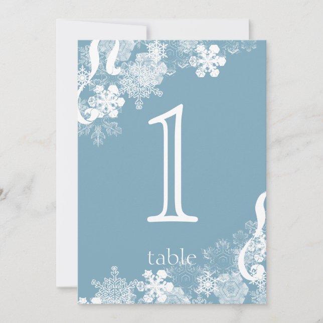 Numéro de table d'anniversaire flocon de neige ble (Devant)