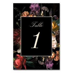 Numéro De Table Dark Moody Romantic Floral Mariage néerlandais