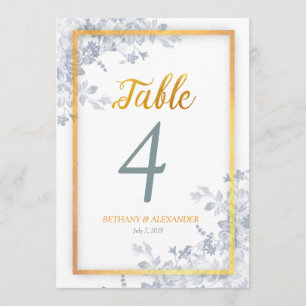 Numéro de table de calligraphie avec cadre doré Fl