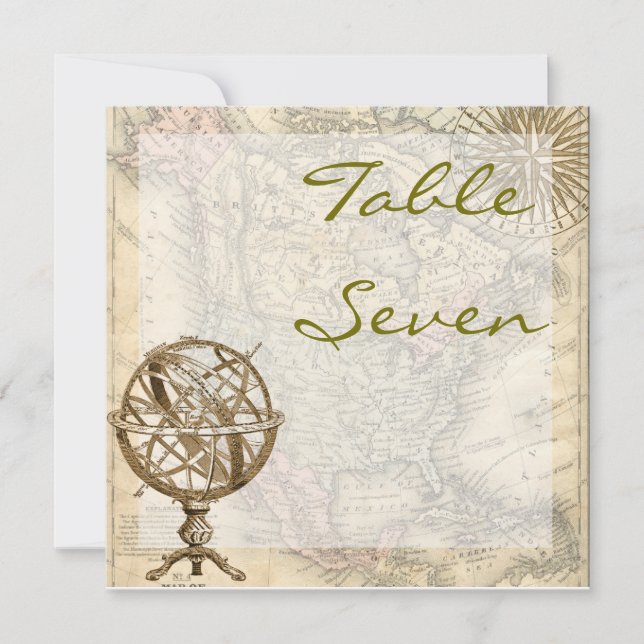 Numéro de table de carte vintage (Devant)