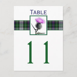 Numéro de table de chardon de Tartan blanc, violet