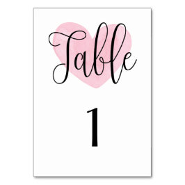 Numéro de table de coeur rose. Mariage moderne rom