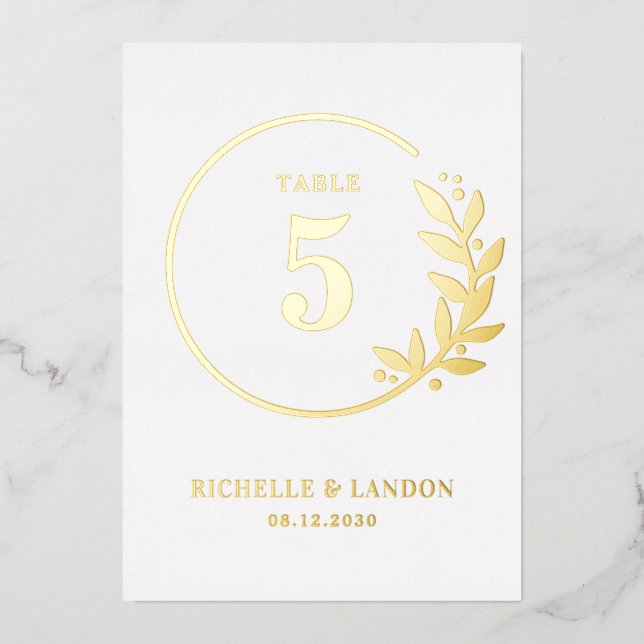 Numéro de table de couleur modifiable FOIL Wreath  (Recto)