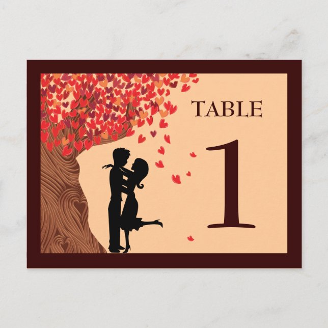Numéro de table de couple amoureux tombant coeurs  (Devant)