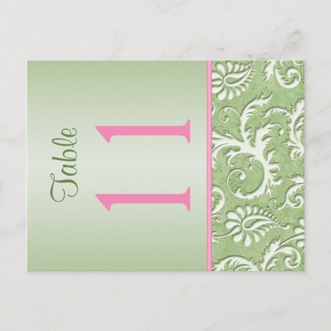 Numéro de table de Damas vertes et roses à deux cô (Devant)