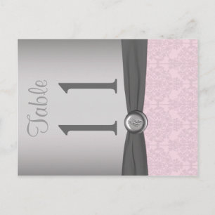 Numéro de table de deux côtés rose et gris Damé
