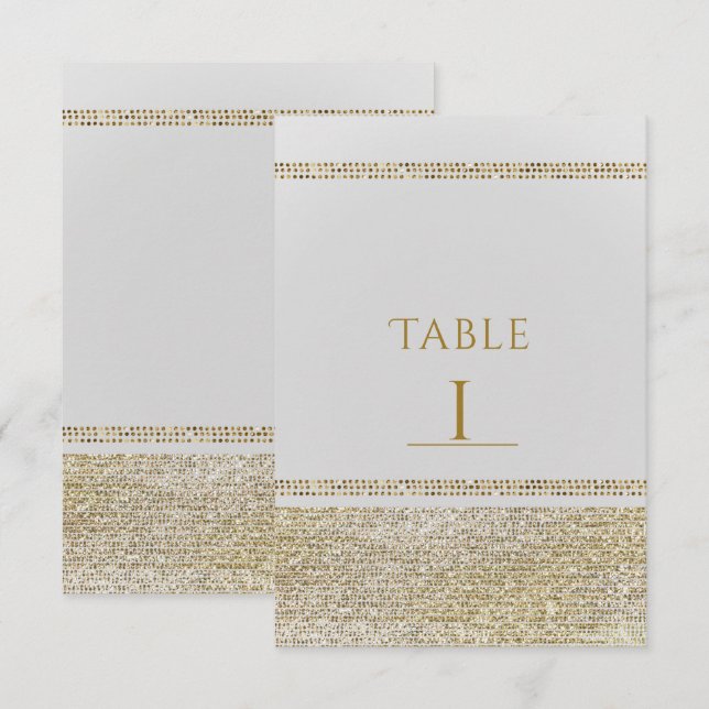 Numéro de table de fête chic et glamour or blanc e (Devant / Derrière)