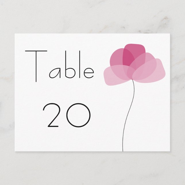 Numéro de table de fleurs simples Carte postale (Devant)
