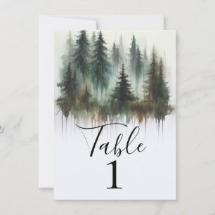 Numéro de table de la forêt rustique aux arbres à