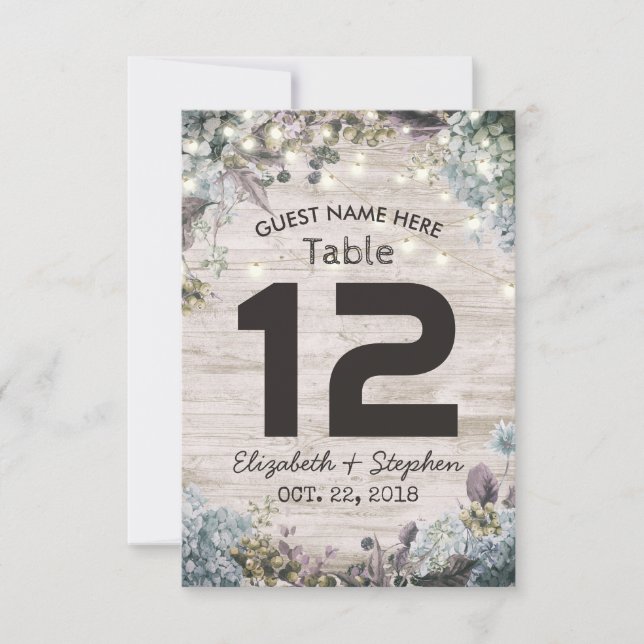 Numéro de table de lieu de mariage Chic Fleurs lum (Devant)