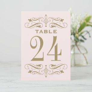 Numéro de table de mariage à flourish en or rose v