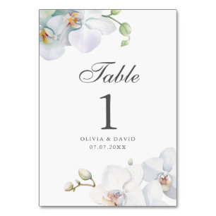 Numéro de table de mariage à l'orchidée blanche él