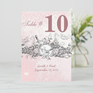 Numéro de table de mariage à musique rose oiseau v