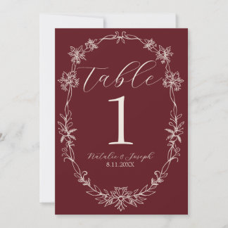 Numéro de table de mariage argenté profond rouge C