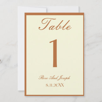 Numéro de table de mariage argenté vieilli marron 