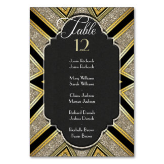 Numéro de table de mariage Art Déco Goldy avec nom