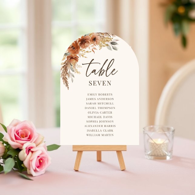 Numéro de table de mariage automnal en terre cuite (Terracotta Fall Wedding Seating Table Number)