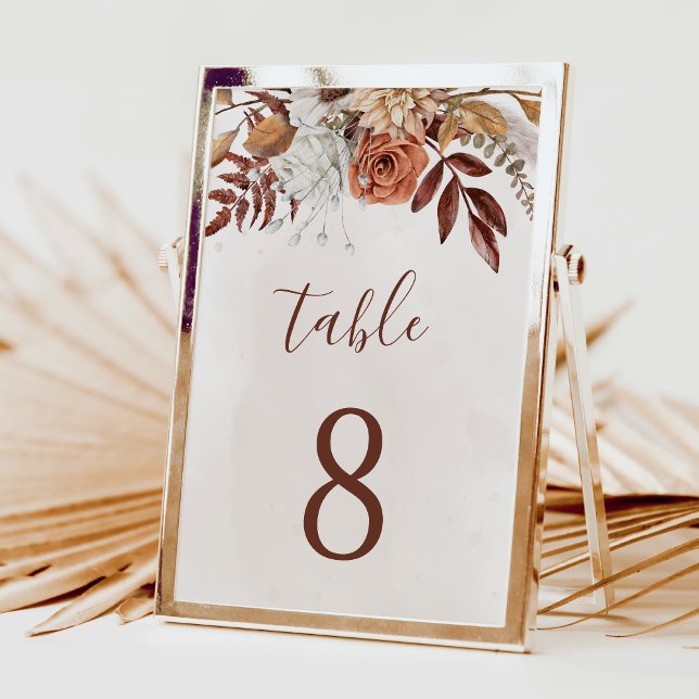 Numéro de table de mariage automne bohème avec fle (Créateur téléchargé)