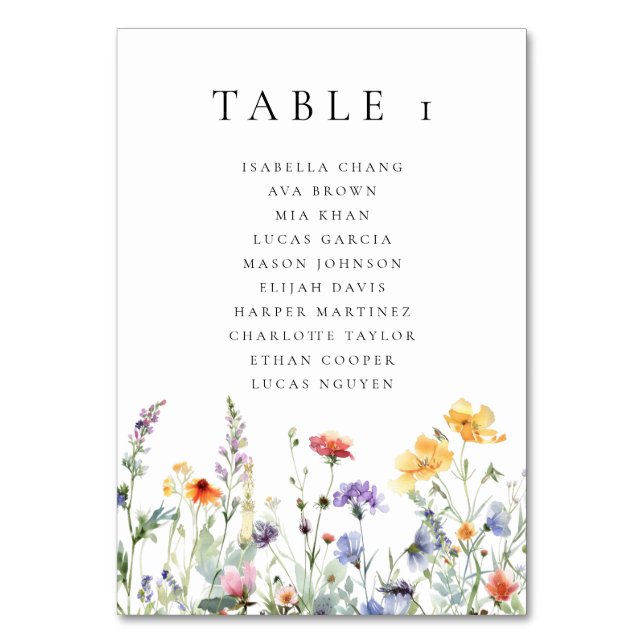 Numéro de table de mariage aux fleurs sauvages de  (Par défaut)