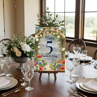 Numéro de table de mariage avec tonnelle de jardin