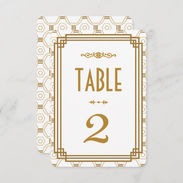 Numéro de table de Mariage blanc Art déco (Devant / Derrière)