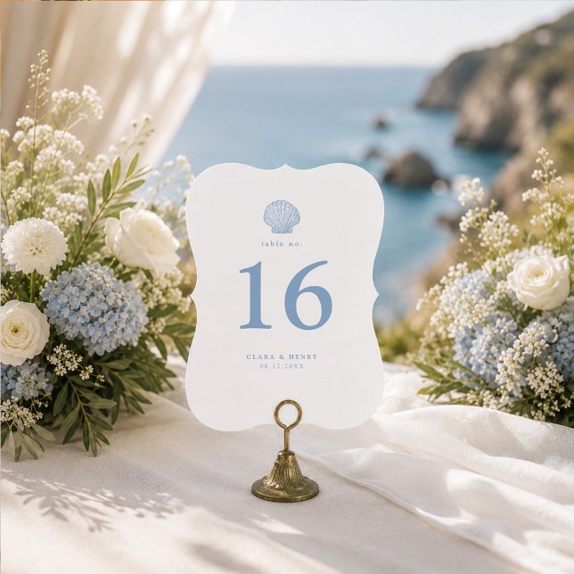 Numéro de table de mariage bleu côtier découpé (Créateur téléchargé)