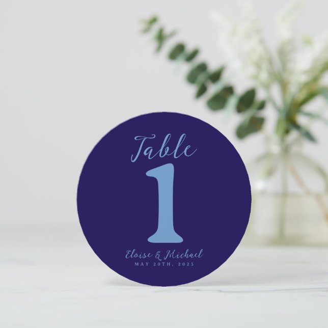Numéro de table de mariage bleu côtier simple (Debout devant)