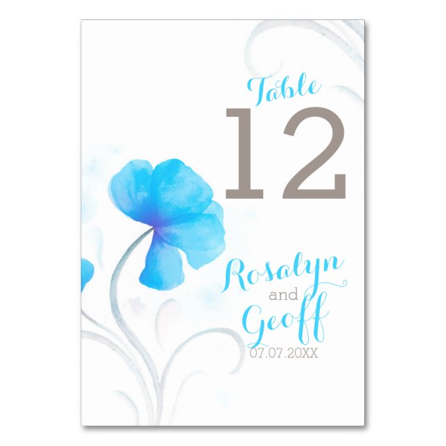Numéro de table de mariage bleu fleur sauvage aqua (Par défaut)