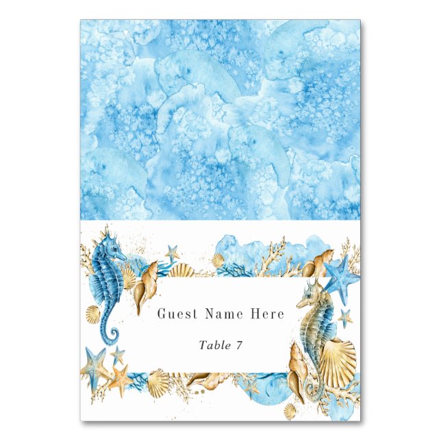 Numéro de table de mariage bleu or sous la mer (Par défaut)