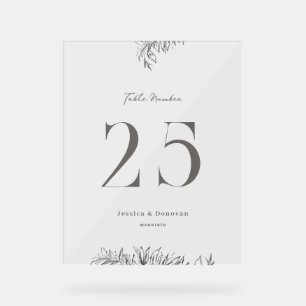 Numéro de table de mariage botanique 8 x 10