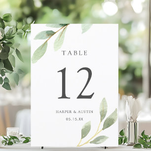 Numéro de table de mariage botanique à feuillage v