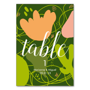 Numéro de table de mariage Cactus Formes florales