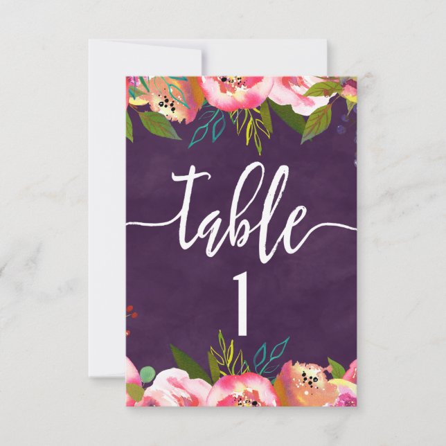 Numéro de table de mariage chic en fleurs Tableau  (Devant)