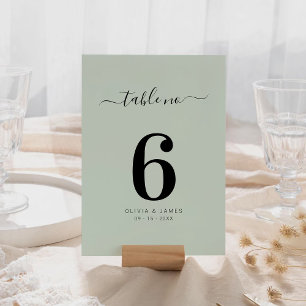 Numéro de table de mariage couleur menthe claire u