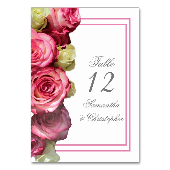Numéro de table de mariage de bordure rose (Par défaut)